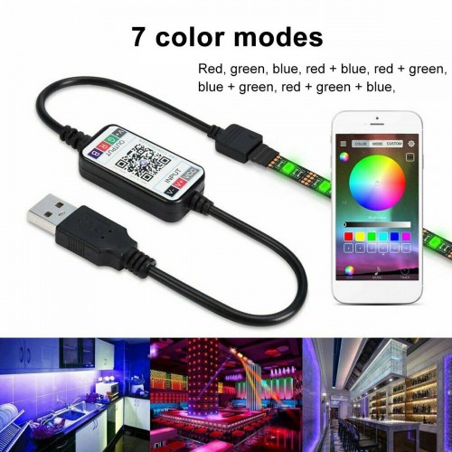 5V USB RGB Bluethooth + Remote Control Strip Light 3Meter Waterproof with Mood light for TV