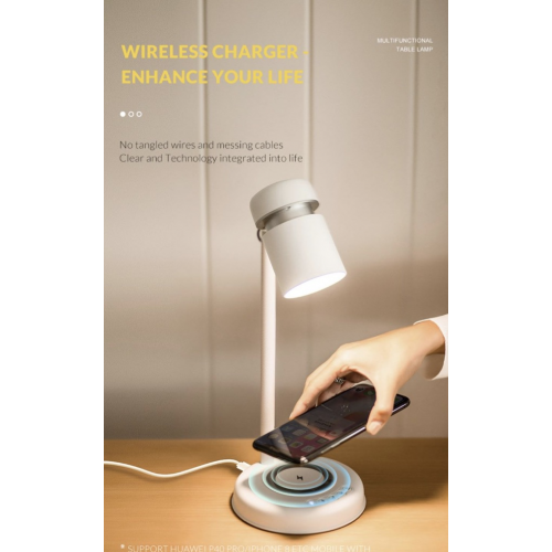 Reading lamp with bluetooth music player and wireless charging L9-BLACK