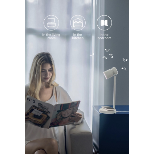 Reading lamp with bluetooth music player and wireless charging L9-WHITE