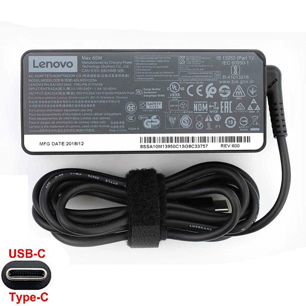 Lenovo/IBM Original 65W Type-C Adapter Charger for Lenovo ThinkPad X1 Carbon Yoga ADLX65YLC3A