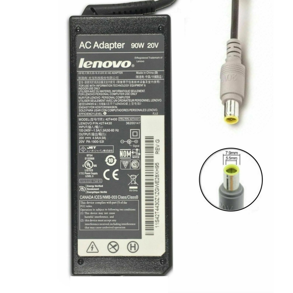 Lenovo/IBM Genuine for Lenovo Thinkpad Laptop Charger AC Adapter 90W 20V 4.5Amp