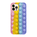 Samsung S21 Colorful Bubble Soft Rainbow Silicon Pop It Phone Case (SWQ) Bright pink, yellow, blue, purple