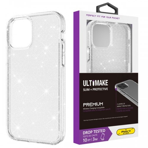 iPhone 11 Pro 5.8" Glitter Fluorescent Colors ShockProof Phone Case (Ultimake) Transparent