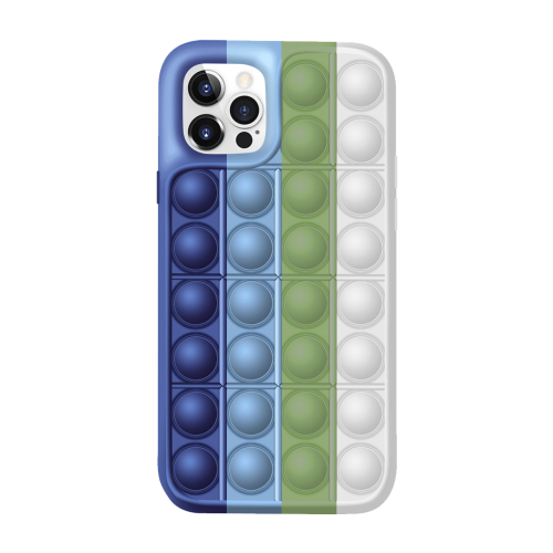 [M0410090023] iPhone X Colorful Bubble Soft Rainbow Silicon Pop It Phone Case (SWQ) Dark Blue, green, white