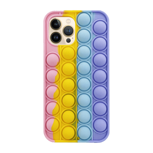 [M0410090025] iPhone XR Colorful Bubble Soft Rainbow Silicon Pop It Phone Case (SWQ) Bright pink, yellow, blue, purple