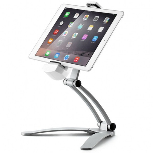 [Z0680470001] 2 in1 Wall Desk Kitchen Tablet Mount Stand Foldable Aluminum Alloy Desktop Silver