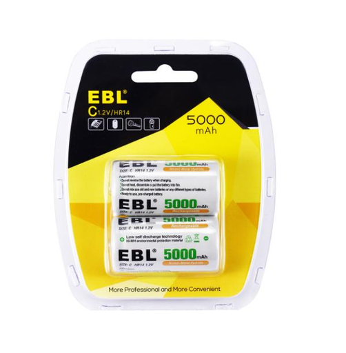 [Z0130020010] EBL C Size 5000mAh Rechargeable Batteries 2 Pack