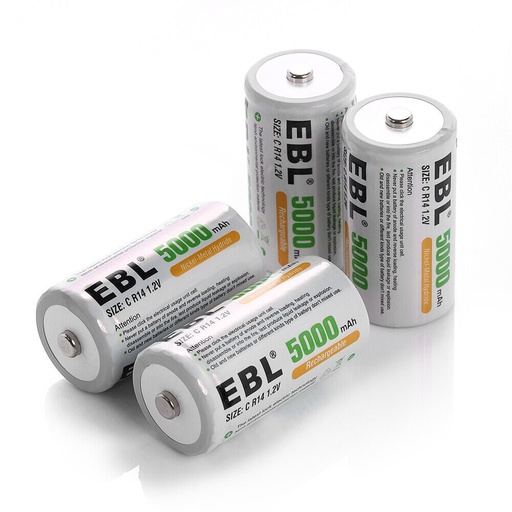 [Z0130020013] EBL TB-P81512 C Size 5000mAh Rechargeable Batteries 4 Pcs with Blister card package