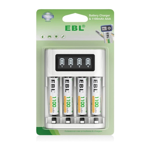 [Z0130370005] EBL AAA Rechargeable Battery 4 Pcs and LCD Screen Fast Charger