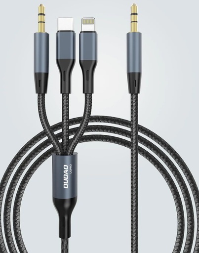 [M0680050002] WEKOME 1100MM 3-in-1 Multi Audio Adapter Cable WDC-135 3.5mm+lightning+Type-c to 3.5mm Black