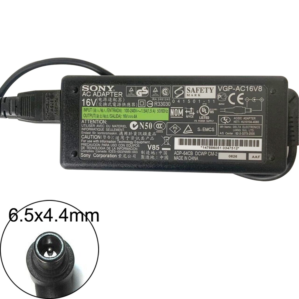 Sony Genuine for Sony Vaio Sony VGP-16V8 PCGA-AC16V3 PCGA-A Adapter Charger 64W