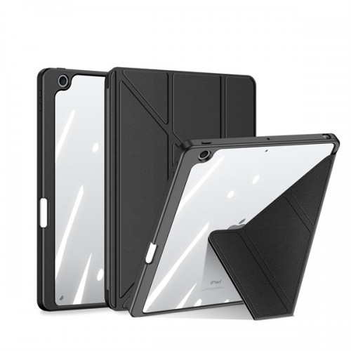  iPad Air 4/5 10.9 Premium Solvent-free PU Leather with Clear Plastic Back Cover Pin Connectork (DUX DUCIS) Black 