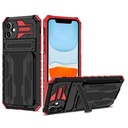 iPhone 13 Fashion Phone Cover Case with A Card Slot & Card Holder (i-Crystal) Black+Red