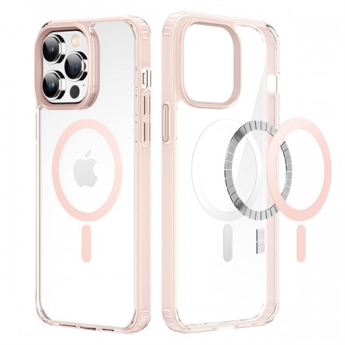 [M0970090227] iPhone 13/ 14 MagSafe Clear Phone Cover Case Clin Mag Series Grey / Pin Connectork Border (DUX DUCIS) Pink