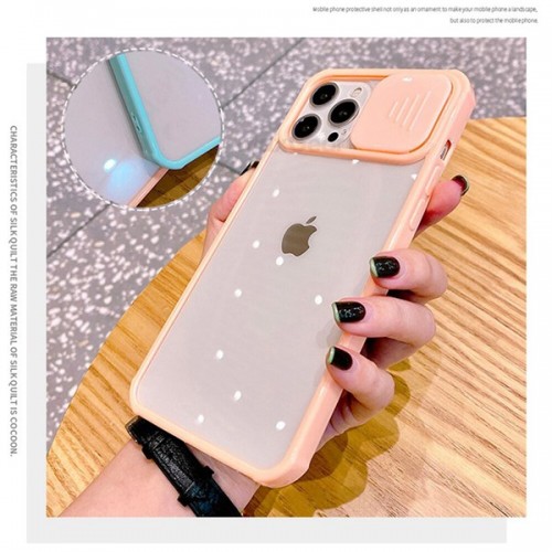 [M0620090100] iPhone 6G 7G 8G Slide Camera Lens Protection Cover Phone Case ShockProof TPU (Case Mate) Pink Red