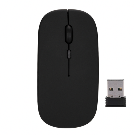 [L0680520001] Rechargeable Silent Ergonomic Bluetooth + 2.4GHz Wireless Mouse Built-in NANO Receiver Black