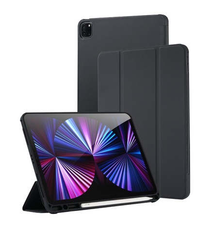 [T0680090004] Flip iPad Case Soft Silicone Back Cover with pen slot for iPad 9.7 5/AIR2 6/Air1 2017/2018 Black